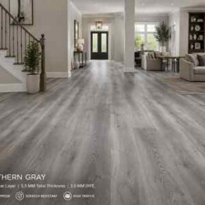 Northern Gray waterproof LVP flooring - 22 MIL wear layer, 5.5 mm total thickness, 1.5 mm IXPE